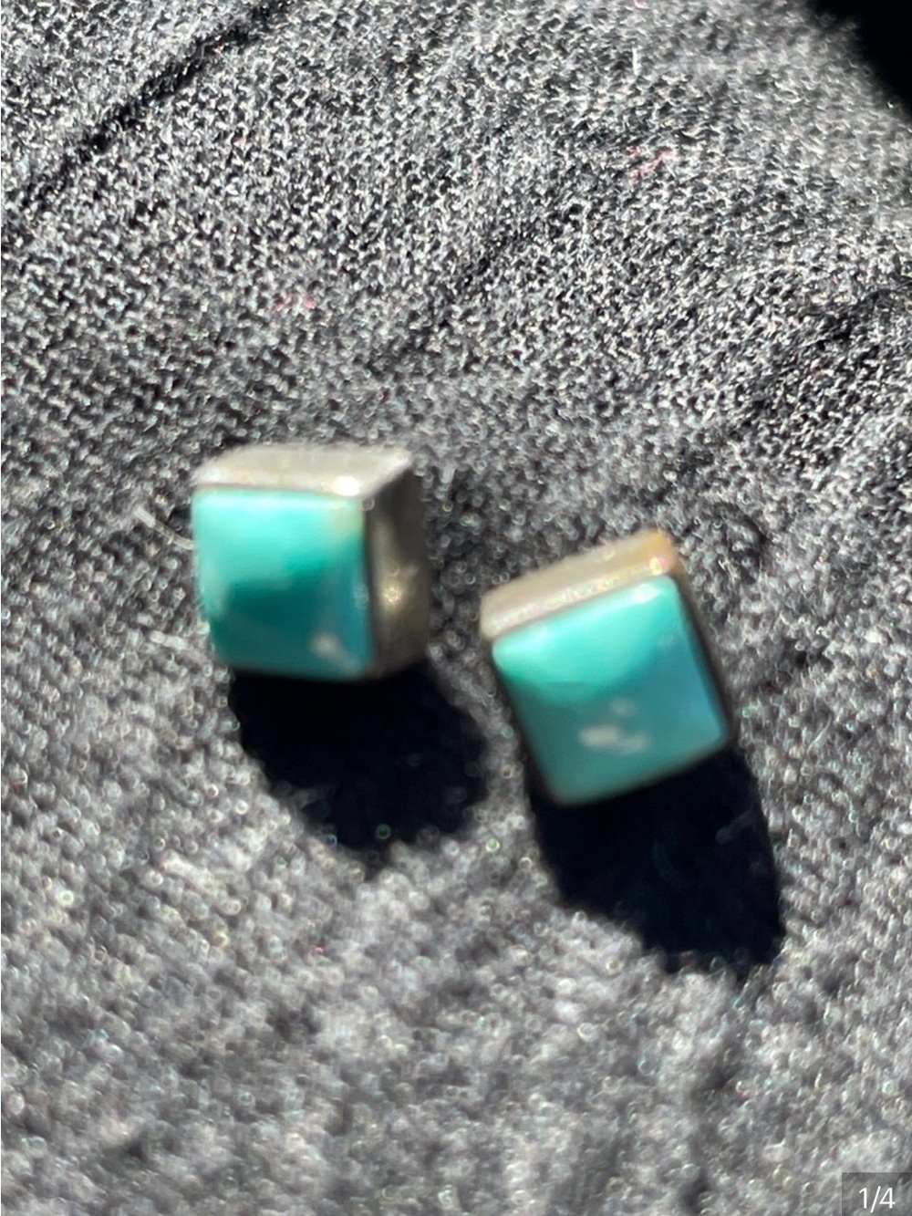 Turquoise small sterling silver Square Stud Earrings - Women Jewelry